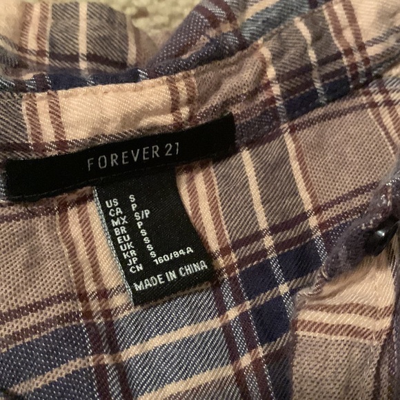 🐠2 for $16 Forever 21 Plaid Sleeveless Collared Tie Bottom Top - Picture 5 of 5